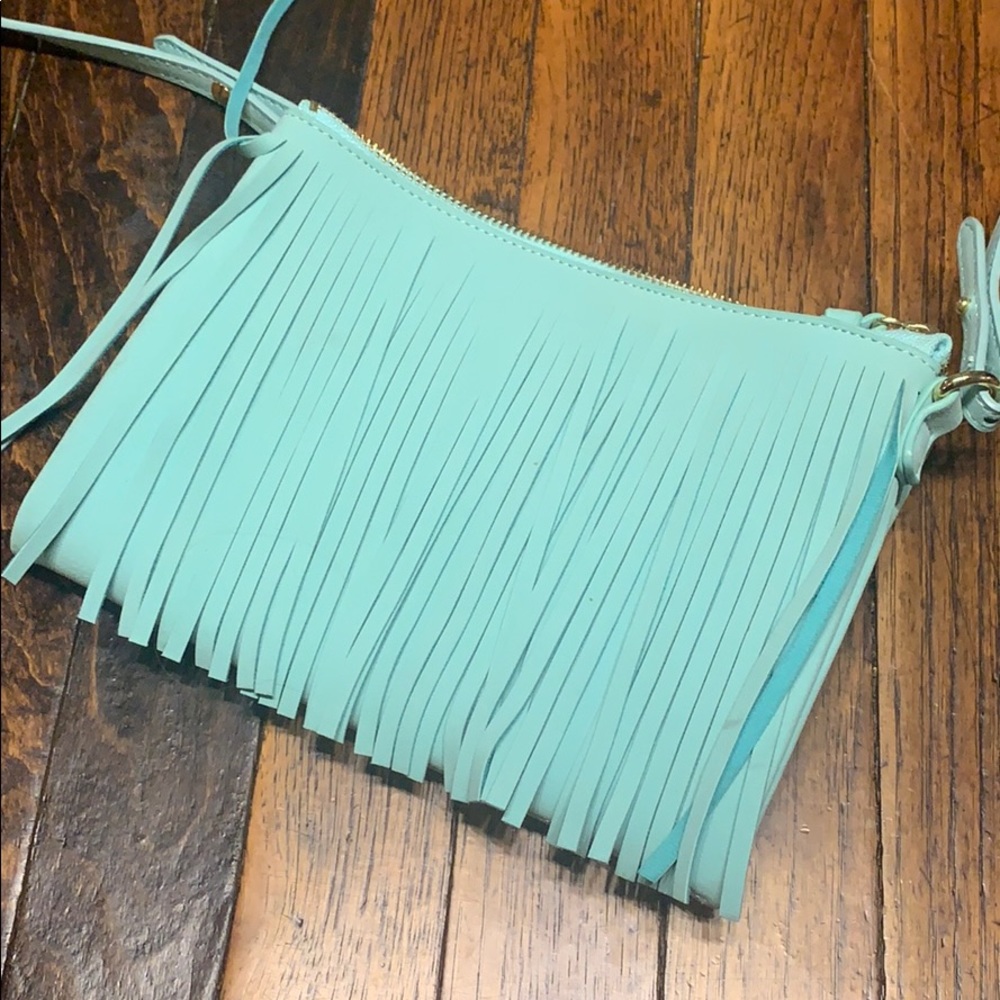 Old Navy Mint Fringe Mini Crossbody Bag